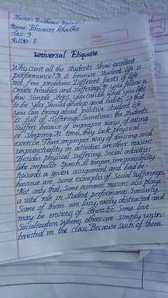 Hand writing assignments work