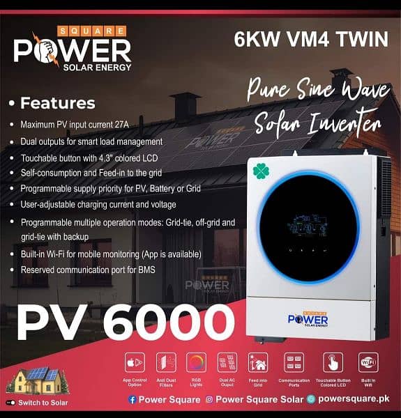 Power Square 6KW V4 Twin Solar Hybrid Inverter 0