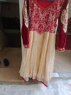 off white and maroon long frock