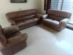 Brown sofa set 3+2+1+curtains