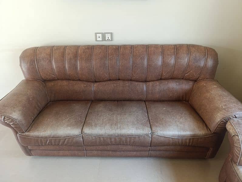 Brown sofa set 3+2+1+curtains 2
