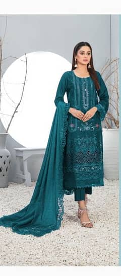 Lawn fabric chiffon dupata best quality embroidery in shirt and dupata 0