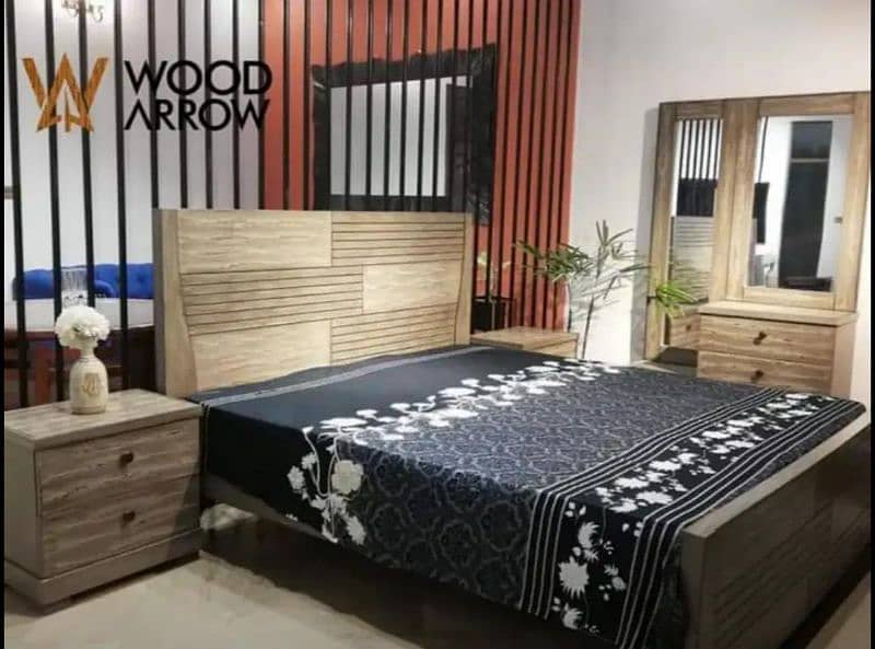 double bed set, sheesham wood bed set, king size bed set, complete set 4
