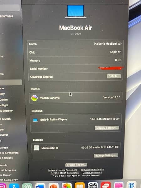 Macbook Air M1 chip 2020 8