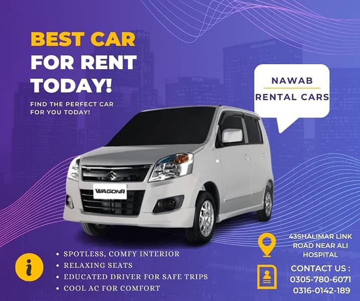 Cars available for rent |lahore| Nawab Rentals 0