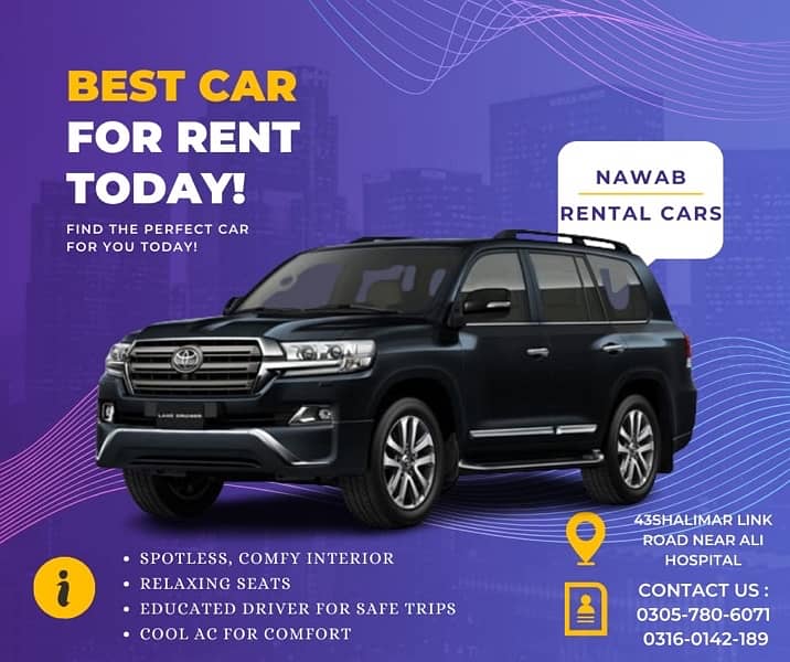 Cars available for rent |lahore| Nawab Rentals 2