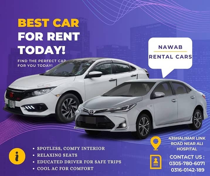 Cars available for rent |lahore| Nawab Rentals 5