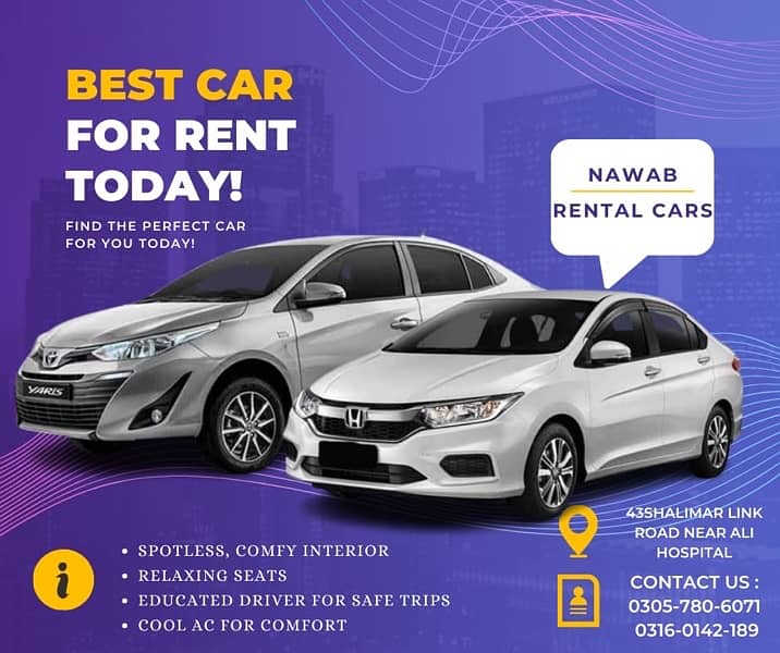 Cars available for rent |lahore| Nawab Rentals 9