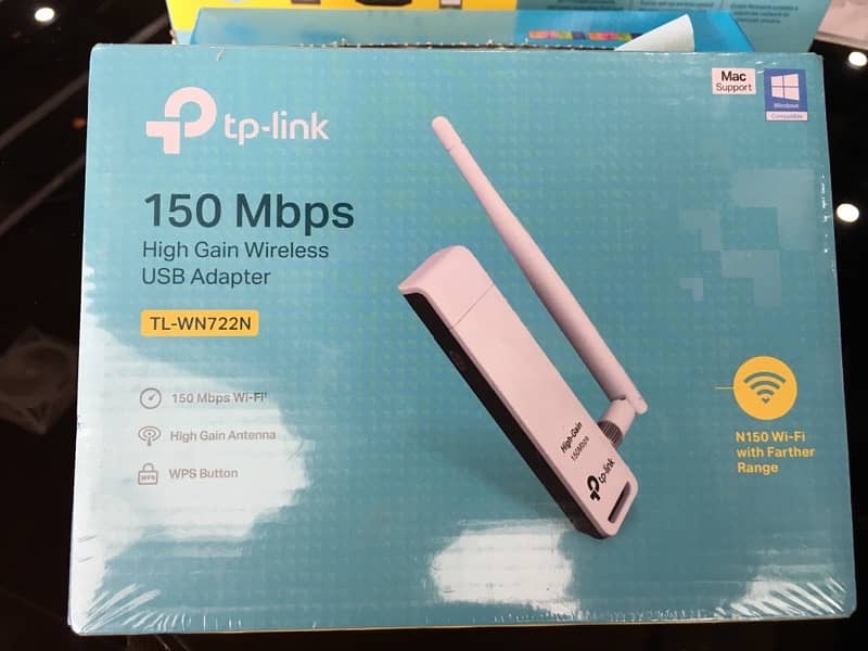 tp-link 150 Mbps High Grain Wireless USB Adapter TL-WN722N 0