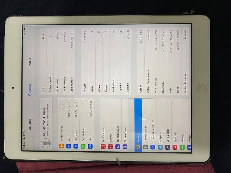 I pad. air for sale.   16 gb 1