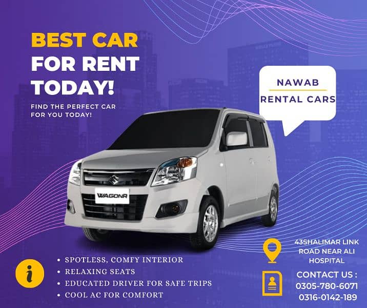 Car available for rent in lahore Nawab Rentals 0