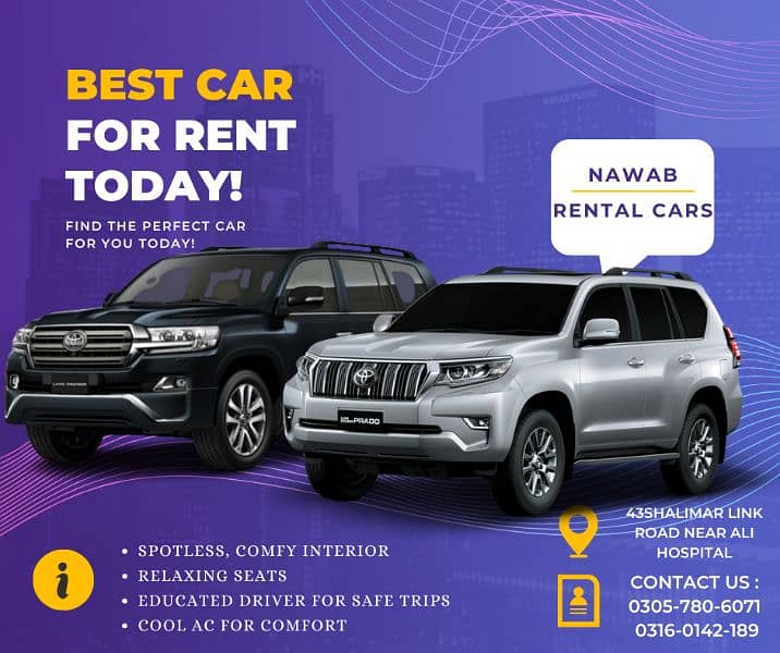 Car available for rent in lahore Nawab Rentals 2