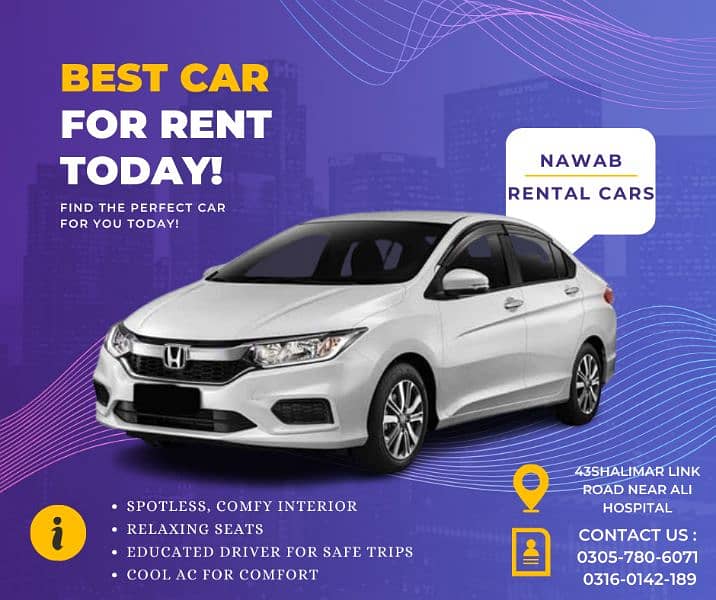Car available for rent in lahore Nawab Rentals 6