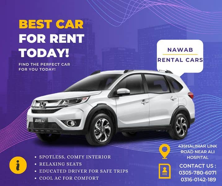 Car available for rent in lahore Nawab Rentals 7