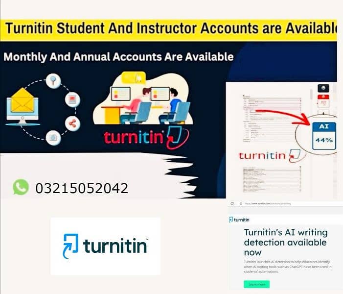 Turnitin instructor/student Account, Quillbot, Grammarly Subscriptions 4