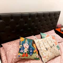 Queen bed with side tables(2) and mattress for sale.
