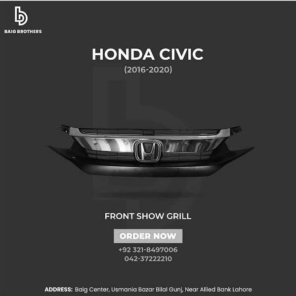 City Civic Rs Mg Hs Stonic Sportage Hyundai Light Bonut Grill Kit H6 17