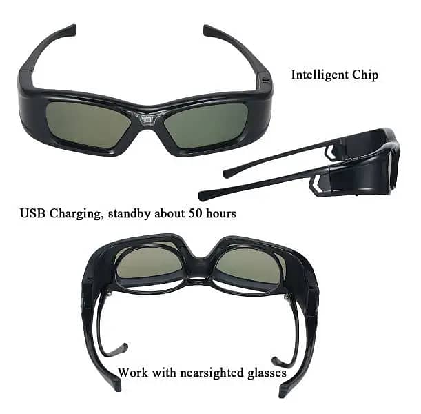 3D Active Shutter Glasses for Dlp-Link Projectors | Optoma | BenQ|Sony 1