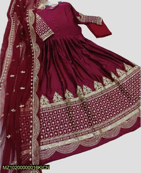 shamoz silk women dress with chiffon dupatta 0