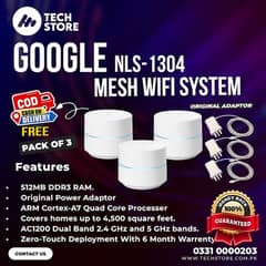 Google Mesh/WiFi/Mesh Router System/NLS-1304-25 AC1200–Pack of 3(Used)