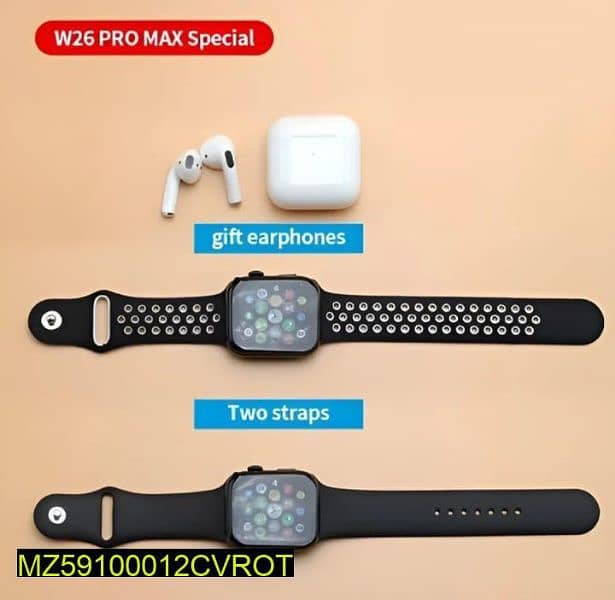 W26 Pro Max Waterproof Smart Watch &Free Airpods 1