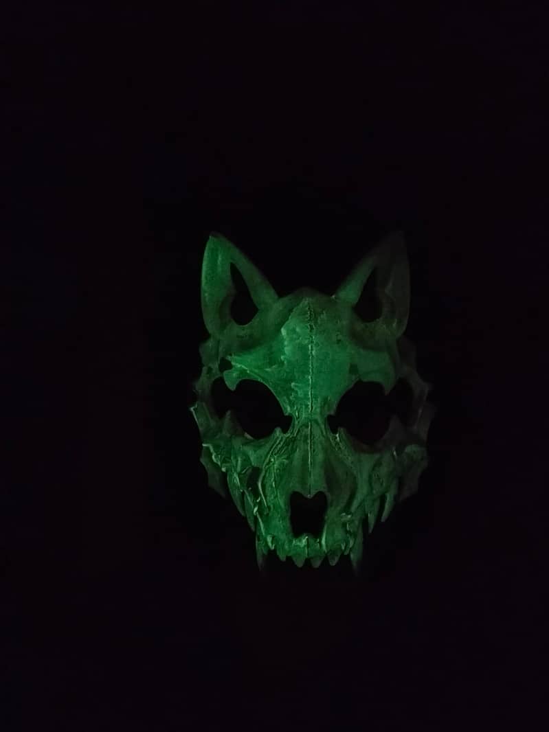 Half Face Luminous Skull Skeleton Werewolf Animal Wolf Cosplay Mask 4