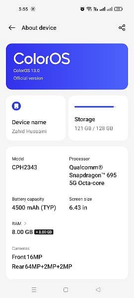 OPPO f21 pro 5g 8+8/128 Whatsapp call only 4