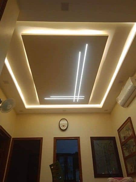 False ceiling/frosted paper/tint/artificial grass/media wall/tv consol 7