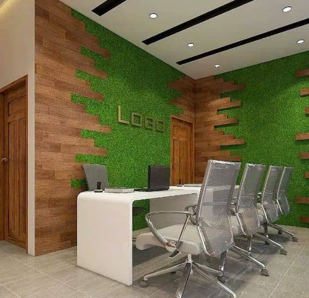 False ceiling/frosted paper/tint/artificial grass/media wall/tv consol 15