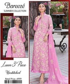 3 pcs woman unstitched lawn embroidered suit 0