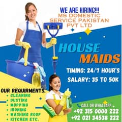 Maids, Nanny, Babysitter, Helper, Kitchen Helper, Cook, Domestic Staff