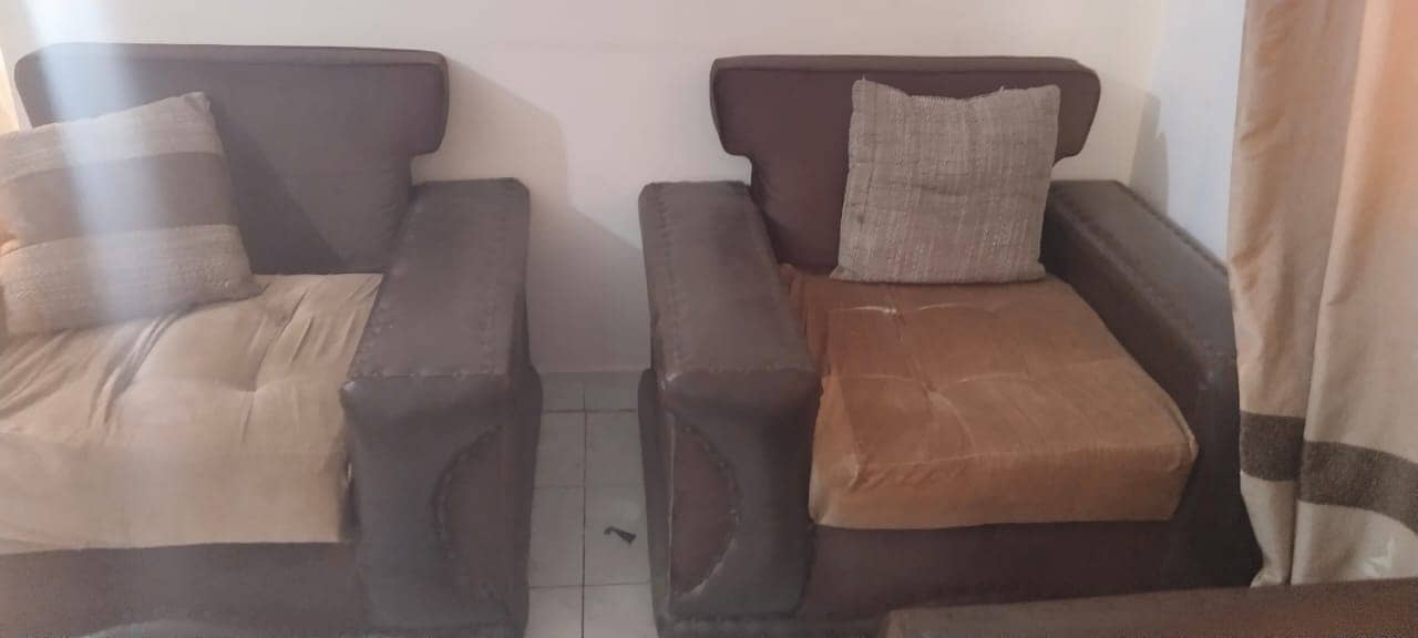 7 seater sofa (leather+velvet) 1