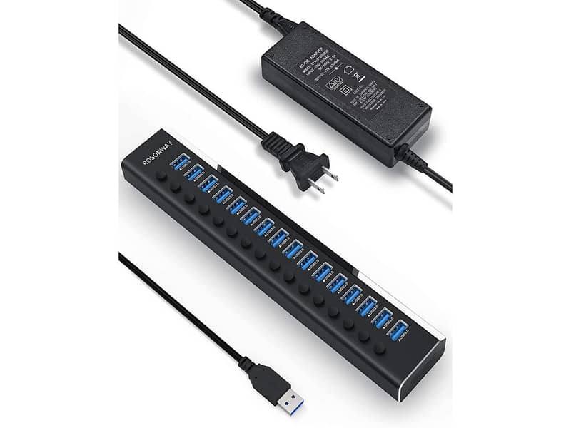 16 Ports Aluminum USB 3.0 Data Hub with 12V/8.3A Power  Adapter(RSH-A1 0