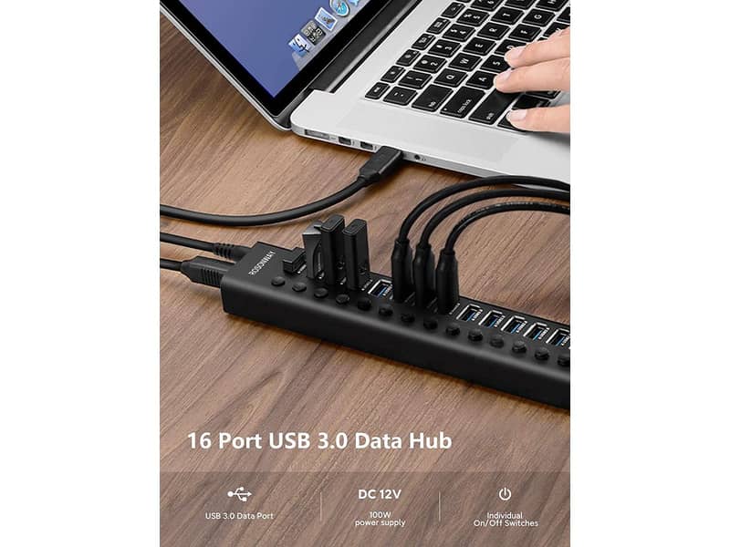 16 Ports Aluminum USB 3.0 Data Hub with 12V/8.3A Power  Adapter(RSH-A1 1