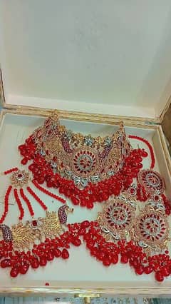 so beautiful  pure gold plated bridal set for barat in red