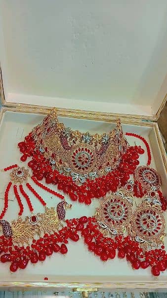 so beautiful  pure gold plated bridal set for barat in red 0