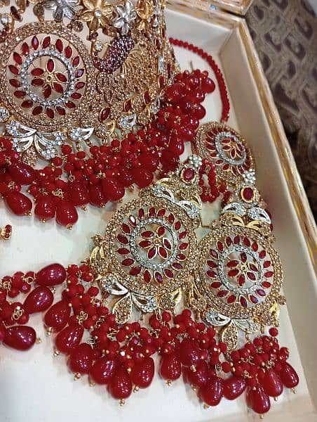 so beautiful  pure gold plated bridal set for barat in red 1