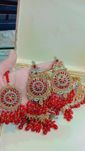 so beautiful  pure gold plated bridal set for barat in red 2