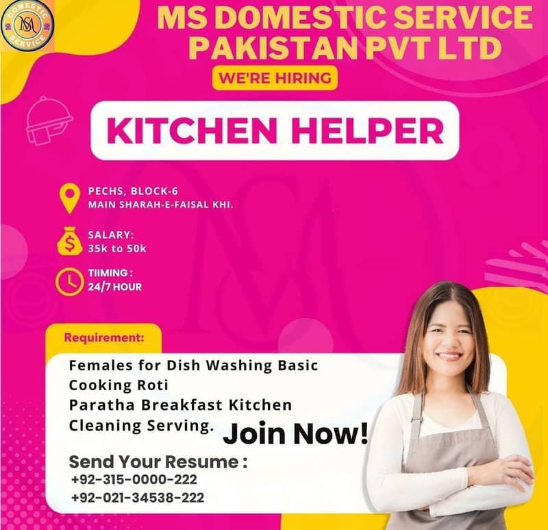 Kitchen Helper, Staff Required, Babysitter,Nanny, Maids Required, Jobs 0