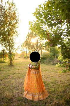 3 Piece Mehndi Dress for Sale : With Golden Tilla