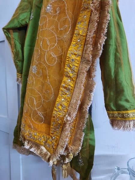 3 Piece Mehndi Dress for Sale : With Golden Tilla 4