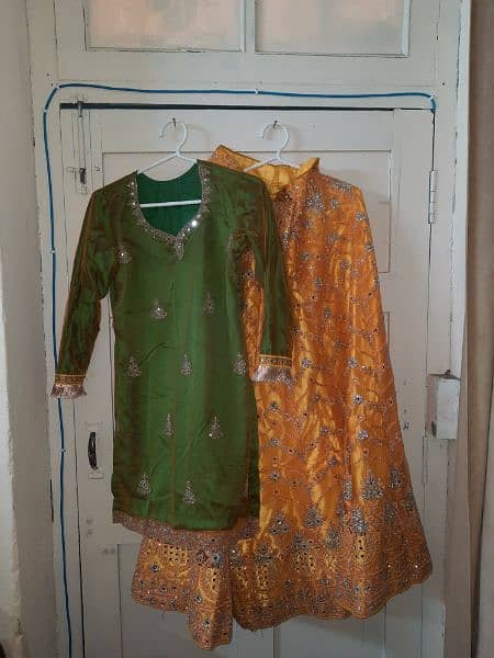 3 Piece Mehndi Dress for Sale : With Golden Tilla 6