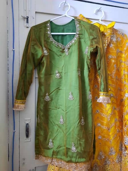 3 Piece Mehndi Dress for Sale : With Golden Tilla 7
