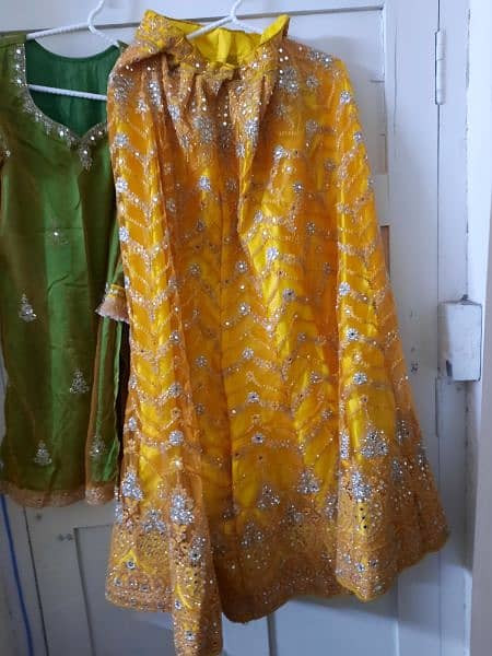 3 Piece Mehndi Dress for Sale : With Golden Tilla 9