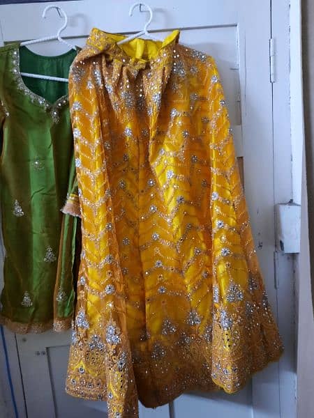 3 Piece Mehndi Dress for Sale : With Golden Tilla 10