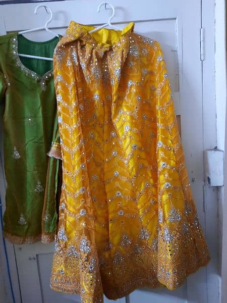 3 Piece Mehndi Dress for Sale : With Golden Tilla 11