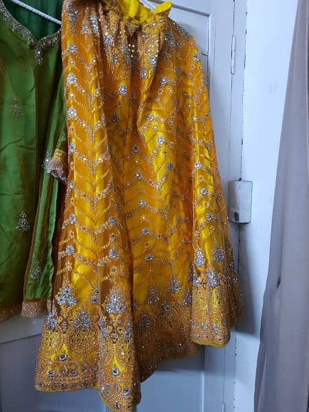 3 Piece Mehndi Dress for Sale : With Golden Tilla 13