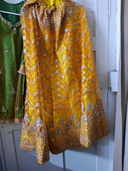 3 Piece Mehndi Dress for Sale : With Golden Tilla 14