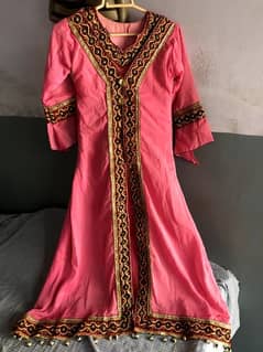 silk gorget open shirt pink colour with plazo and dupatta
