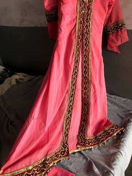 silk gorget open shirt pink colour with plazo and dupatta 1
